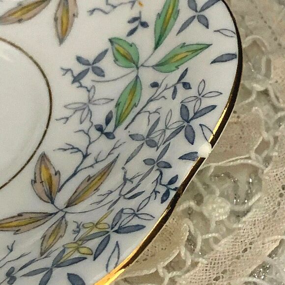 Bone China Cup & Saucer Taylor Kent Longton Scalloped Edge 1940s England - Picture 8 of 8